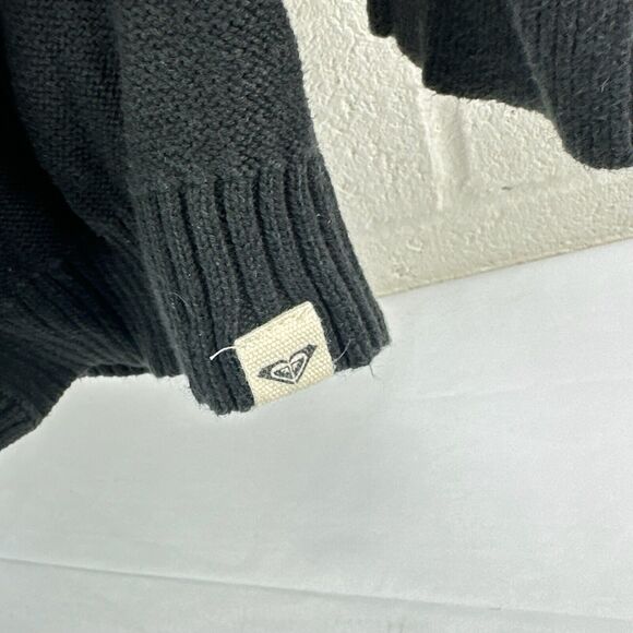 Roxy Hooded Navy Black Striped Sweater Cardigan Knit Women’s Sz XL - Picture 4 of 7